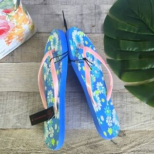 NOBO | NWT Thong Style Flip Flops in Blue Floral sz 9